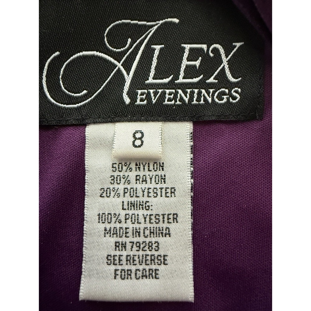 Alex Evenings Women's 8 Rosette A-Line Evening Gown Eggplant Purple Sequin - Picture 15 of 16
